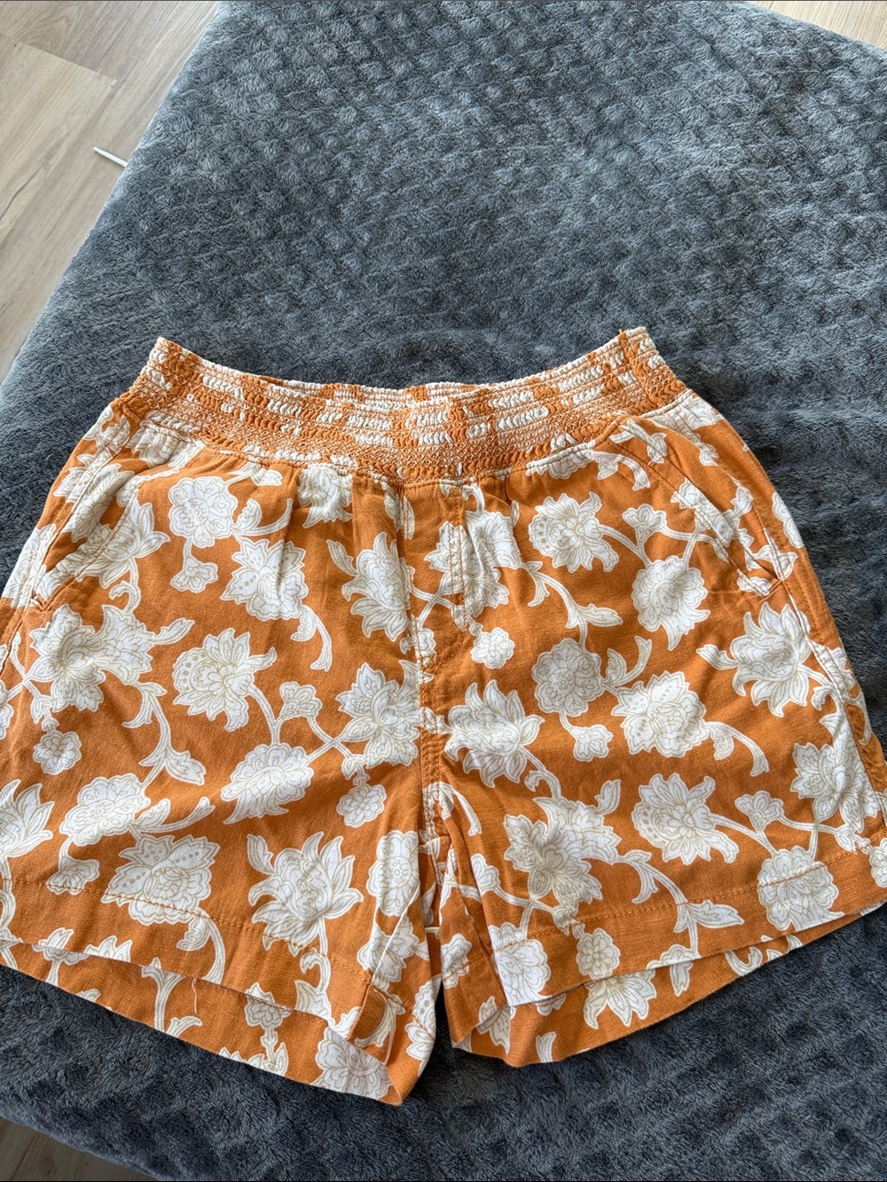 Briggs New York Orange Floral Elastic-Waist Shorts